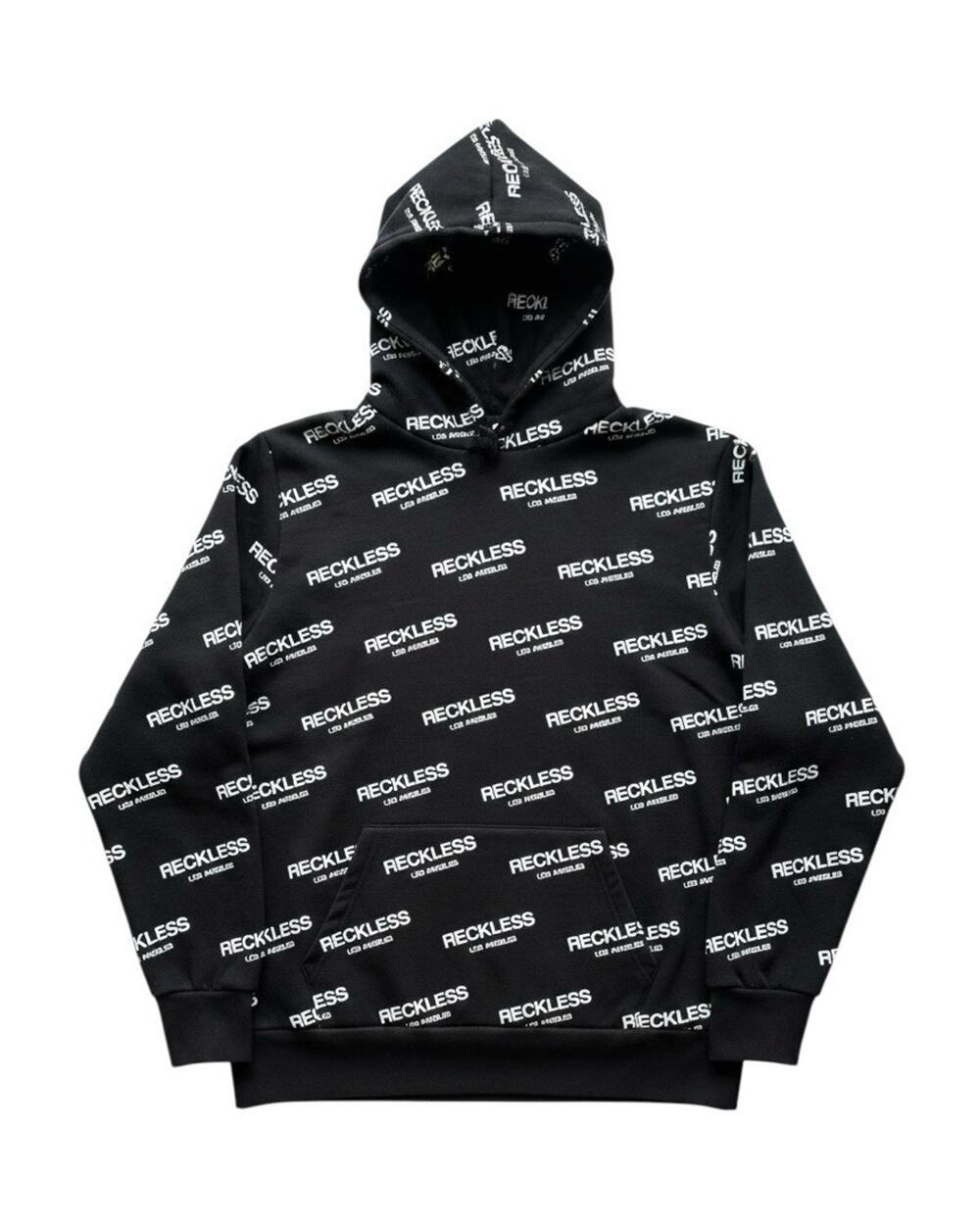 Vintage Young & Reckless Men's Black Hoodie Pockets Size S